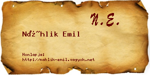 Náhlik Emil névjegykártya
